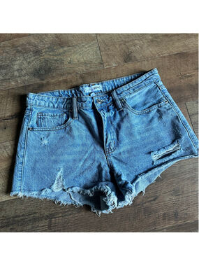 Women's LOVE SOHO Distressed Denim Jean Shorts Blue Size 9